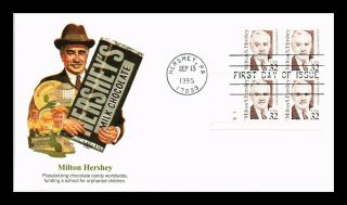 Dr Jim Stamps Us Milton Hershey Great Americans 32c First Day Cover Block
