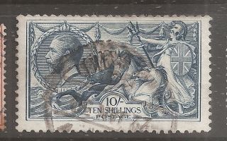 1918 Bradbury Wilkinson Seahorse 10 Shillings Sg 417 Cat £175 Circular Postmark
