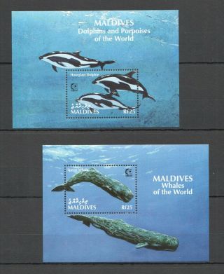 P909 Maldives Fish & Marine Life Fauna Dolphins & Porpoises Of The World 2bl Mnh