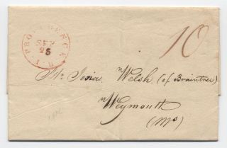 1816 Providence Ri Stampless Folded Letter Red Cds 10 Cent Rate [4366.  44]