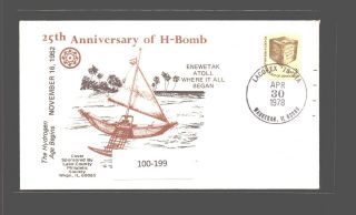 A2zed Us Fdc 1978 Cachet 25th Anniversary Of H - Bomb Lacopex 