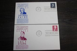 2 Fdc Anderson Cachet 1292 1293 Prominent Americans 1968 Lucy Stone Paine U/a