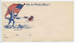Usa Patriotic Cover Spanish American War " On To Port Rico " Morro