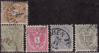 Austria Scott 41 - 45 - Remnants (5 Stamps) - 2