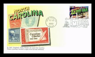 Us Cover North Carolina Tar Heel State Greetings From America Fdc Mystic Cachet