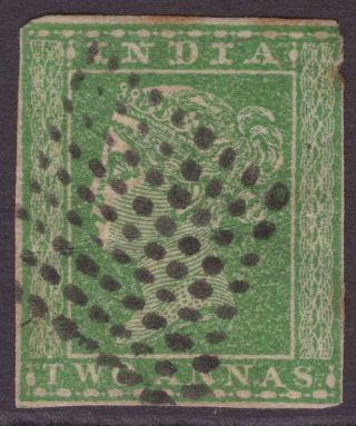 India Typo Qv 1854 Sg31 Var.  2a Yellow - Green Us Cv£50