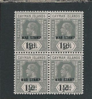 Cayman Is 1919 - 20 1½d On 2d Grey Blk Of Four Mnh Sg 58 Cat £20