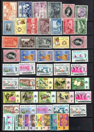 Malaya Malaysia Straits Settlements 1940 - 1979 States Selection Mh Stamps