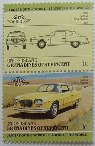 1963 Lancia Flavia Zagato Car Stamps (leaders Of The World / Auto 100)