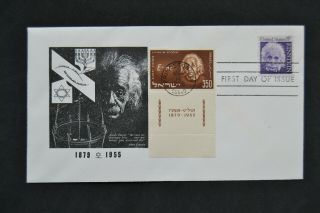 Tab Stamp 1966 Fdc U S A Albert Einstein Soceity Of Israel Philatelists Cover