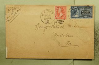 Dr Who 1898 Ny Fancy Cancel D Special Delivery To Bidsboro Pa E72772