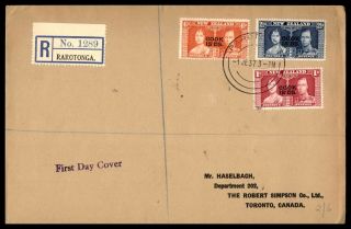 Mayfairstamps Zealand 1937 Rarotonga Registered First Day Cover Wwb64183