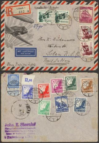 Germany 1935 - Registered Air Mail Cover Lubeck To India 34828/3