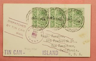 1936 Tonga Tin Can Mail Postcard Niuafoou To Usa