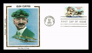 Dr Jim Stamps Us Glen Curtiss Air Mail Aviation Pioneer Colorano Silk Fdc Cover