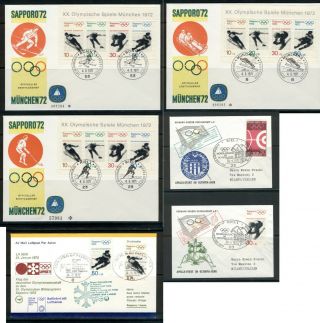 Germany 1972 Olympic Games Munich And Sapporo 6 First Day Covers Fdc And Letters