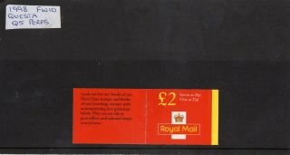 Gb 1998 £2 Folded Booklet Fw10 7 X 26p & 1 X 20p.  Questa Photo Cyl Q5 Q5.