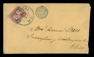 Dr Who 1864 Baltimore Md Fancy Cancel Green To Frazeysburg Oh E71292