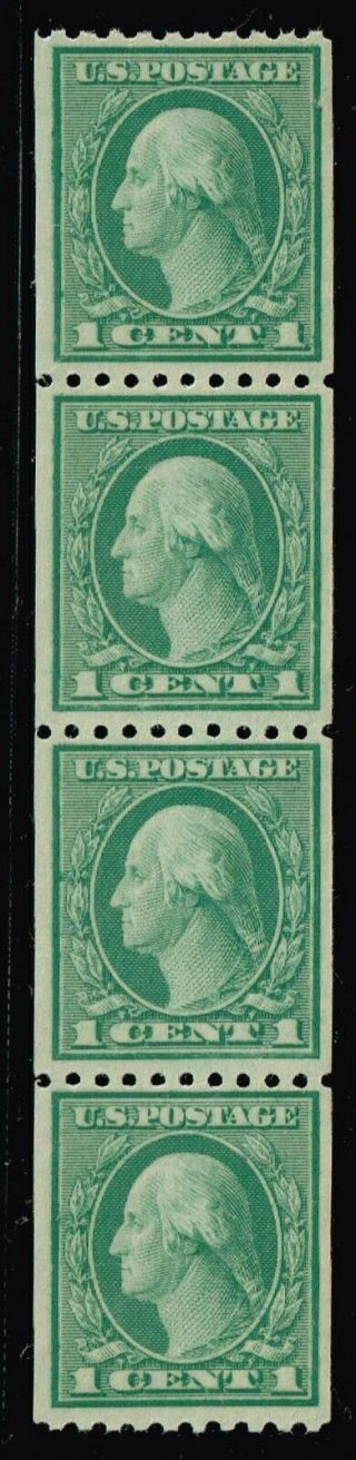 Us Stamp 486 1c Green Rotary Press Coil 1918 Stamp Mnh/og Strip Of 4