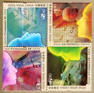 Hong Kong 2002 Cyber Industry In Hong Kong Stamps Se - Tenant Block