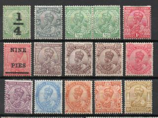 India Kgv 14 Different Stamps