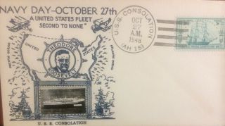 1948 Navy Day Uss Consolation Real Picture Cachet Naval Postal History Cover