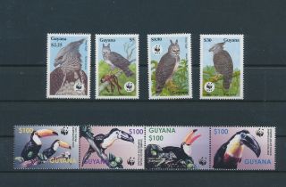 Lk88363 Guyana Wwf Toucan & Harpy Eagle Birds Fine Lot Mnh