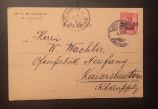 1908 German Offices In Turkey Cover - 20 Para Red Jerusalem - Rheinpfalz