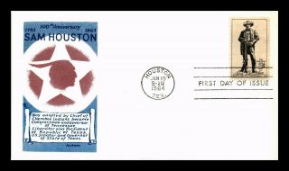 Dr Jim Stamps Us Sam Houston Centennial Jackson First Day Cover Texas