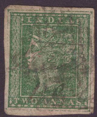 India Typo Qv 1854 Sg31 Var.  2a Dark Green Mottled Print Us/gu
