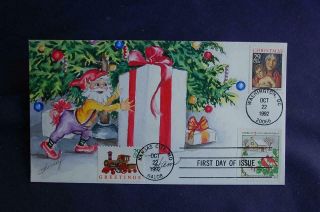 1992 Christmas 29c Stamps Fdc Ham Cachet S 2710 & 2713 Elf Theme 07793 Xmas Seal