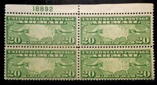 Buffalo Stamps: Scott C9 Airmail Plate Block Of 4,  Nh/og & Vf,  Cv = $80