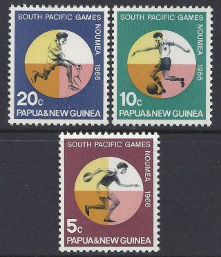 1966 Png South Pacific Games Fine Set Of 3 Mnh/muh