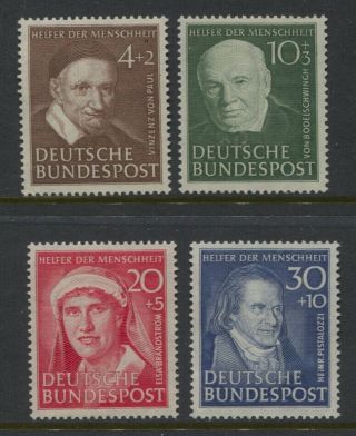 Germany 1951 Portraits Semi Postals Sc B320 - B323 Mnh Og $120