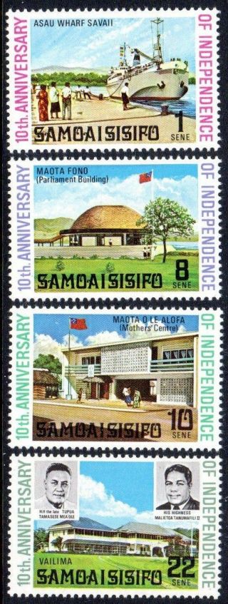 1972 Samoa 10th Anniversary Of Independence Sg378 - 381 Unhinged