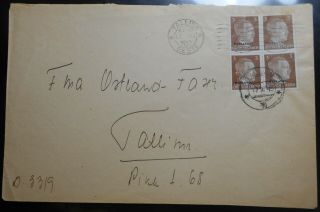 German Occupation Of Estonia 1942 Registered Cover,  With Ostland Block Of 4