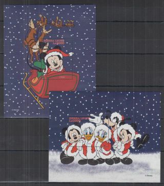 B704.  Sierra Leone - Mnh - Cartoons - Disney - Mickey - Christmas