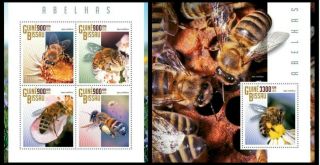 Guinea Bissau 2015 Fauna Bees Insects Klb,  S/s Mnh