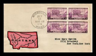Us Cover Oregon Territory Fdc Scott 783 Block Of 4 Hand Colored Front Only