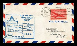 Us Covers Airmail First Flight Am 35 Extension Saint Paul Minnesota Backstamps