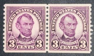 Travelstamps: 1924 Us Stamps Scott 600 Lincoln Rotary Press Coil Pair Mnhog