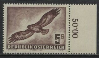 Austria 1950 - 53 Airmails Sc C58 - 5s Buzzard Mnh Margin Single $120