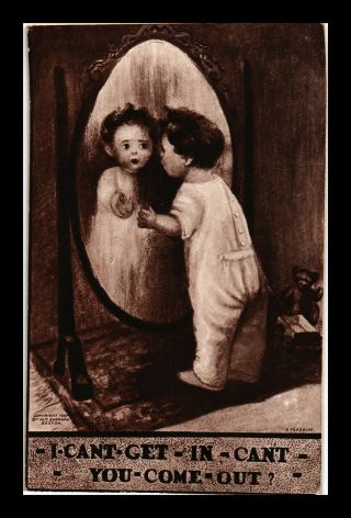 Dr Jim Stamps Us Baby In Mirror I Cant Get In Comic Greeting Postcard 1907