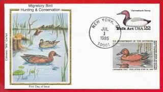 Us 1985 $7.  50 Federal Duck Stamp Rw52 Fdc W/related Stamps