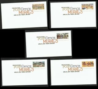 Us 5372 - 5376 Post Office Murals (set Of 5) Dcp Fdc 2019