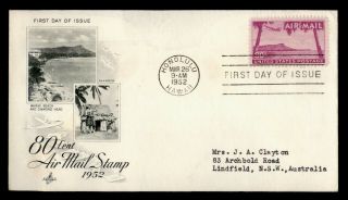 Dr Who 1952 Fdc 80c Airmail Art Craft Cachet Hawaii E69181