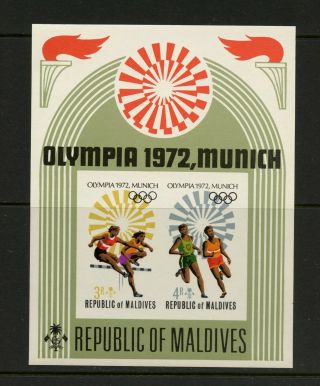 K050 Maldives 1972 Olympics Munich Imperf Sheet Mnh