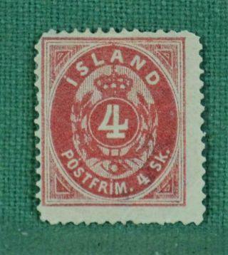 Iceland Stamp 1873 4sk.  Red Sg 2 H/m (s91)