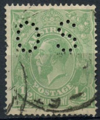 Australia 1914 - 21 Sg O38,  1/2d Bright Green Os Perfin Official E514