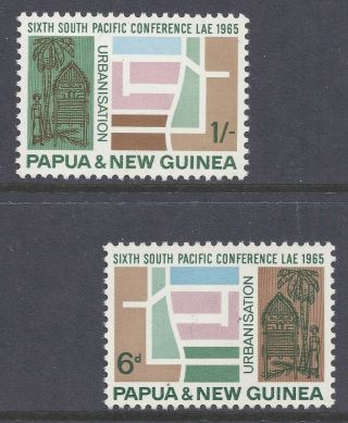 1965 Papua Guinea 6th South Pacific Conference Fine Set Of 2 Mnh/muh